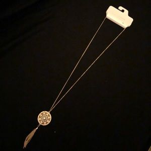 Lauren Conrad long gold medallion necklace